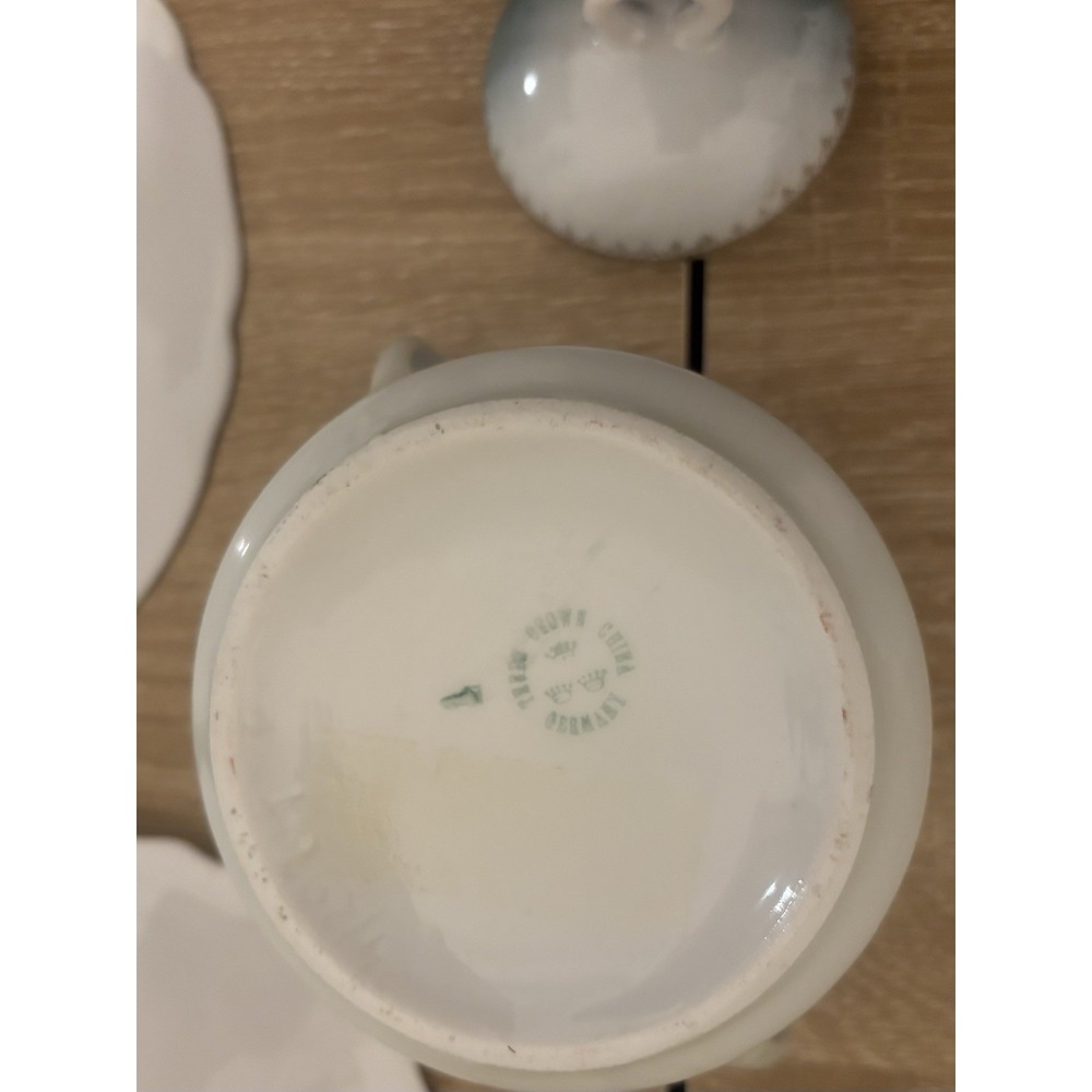 Antique German Porcelain Dish Lot C.T. Silesia Crown China Green Floral Vintage - Picture 9 of 16